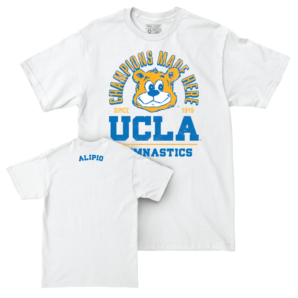 UCLA Women's Gymnastics White Arch Comfort Colors Tee  - Ciena Alipio