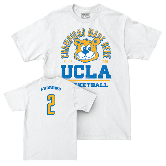 UCLA Men's Basketball White Arch Comfort Colors Tee - Dylan Andrews | #2