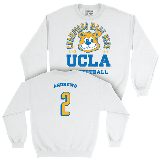 UCLA Men's Basketball White Arch Crew - Dylan Andrews | #2