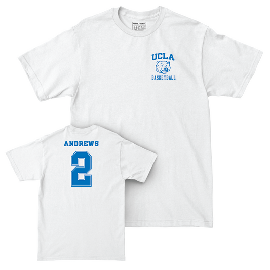 UCLA Men's Basketball White Smiley Joe Comfort Colors Tee - Dylan Andrews | #2