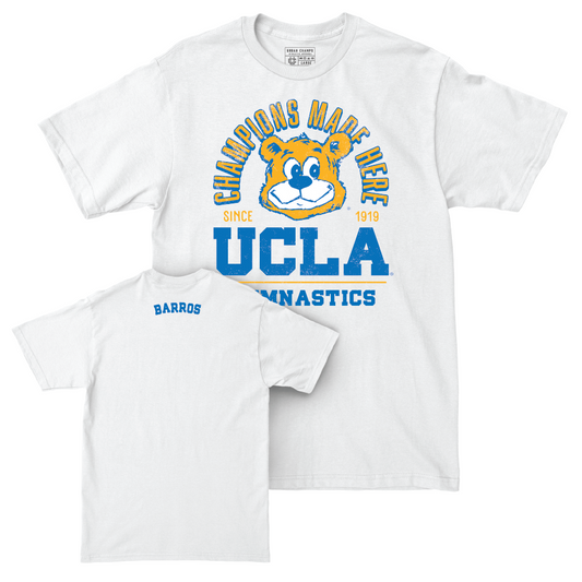 UCLA Women's Gymnastics White Arch Comfort Colors Tee  - Sydney Barros