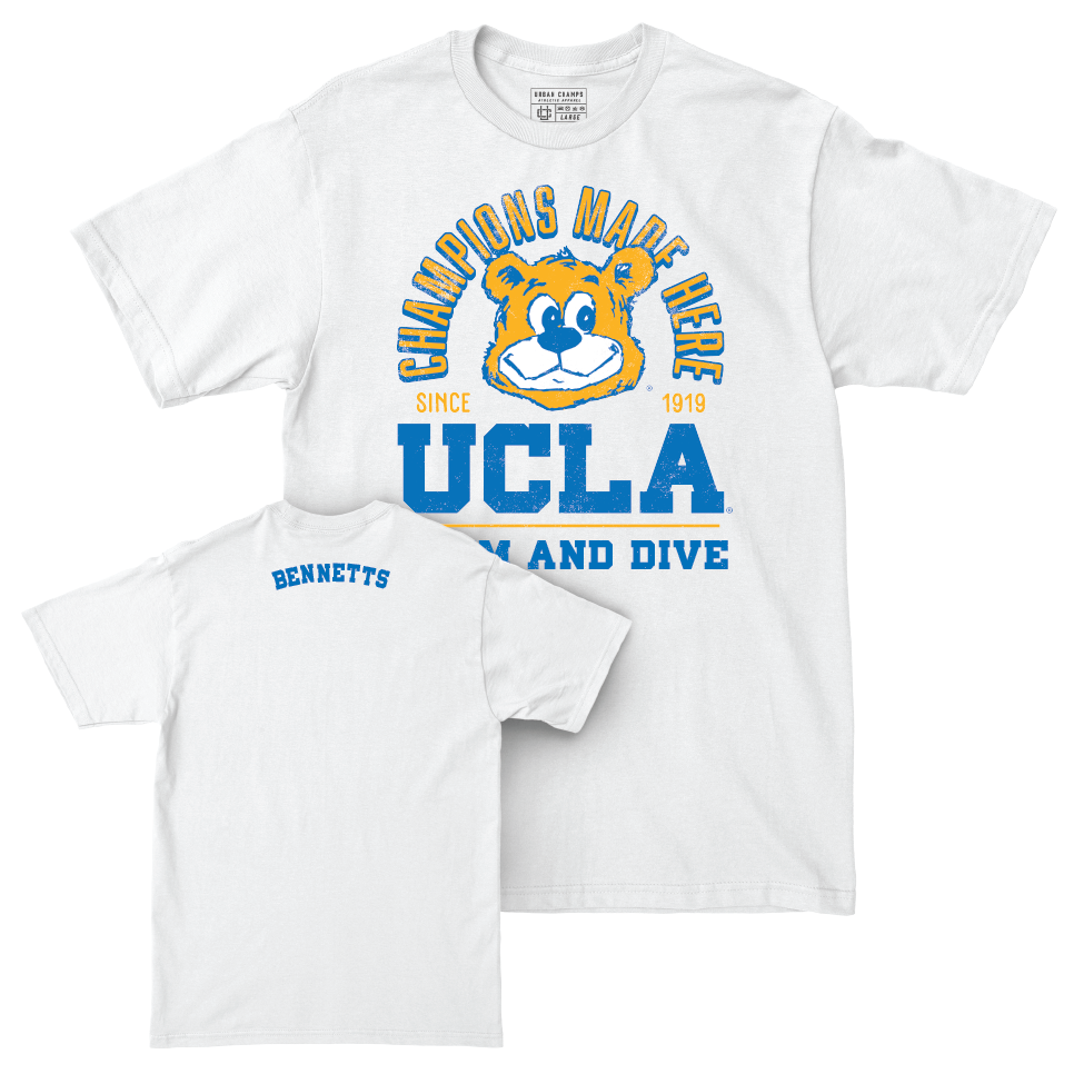 UCLA Women's Swim & Dive White Arch Comfort Colors Tee  - Sarah Bennetts