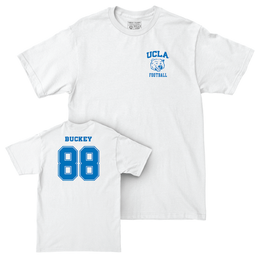 UCLA Football White Smiley Joe Comfort Colors Tee  - Grant Buckey