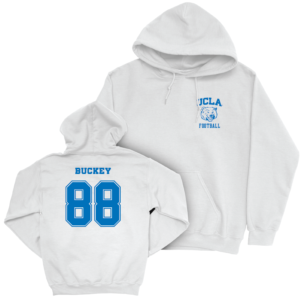 UCLA Football White Smiley Joe Hoodie  - Grant Buckey