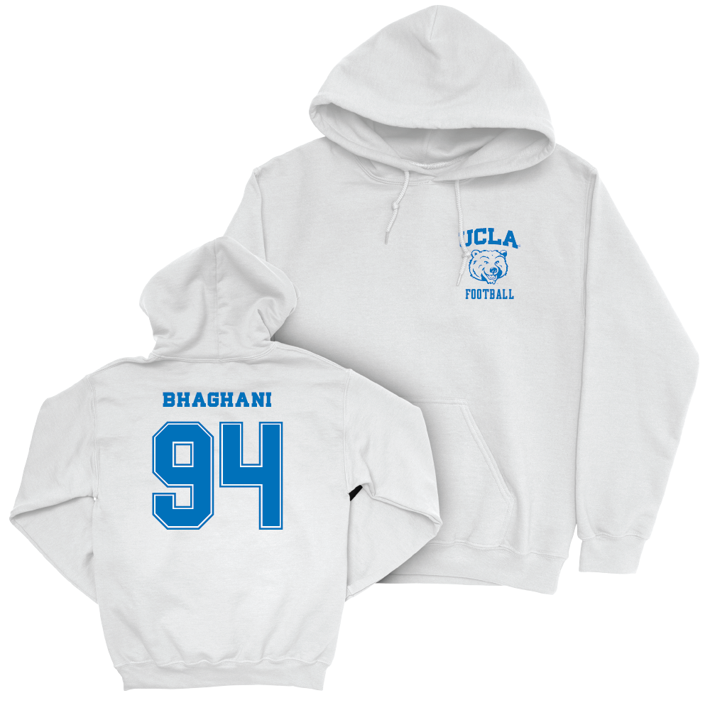 UCLA Football White Smiley Joe Hoodie  - Mateen Bhaghani