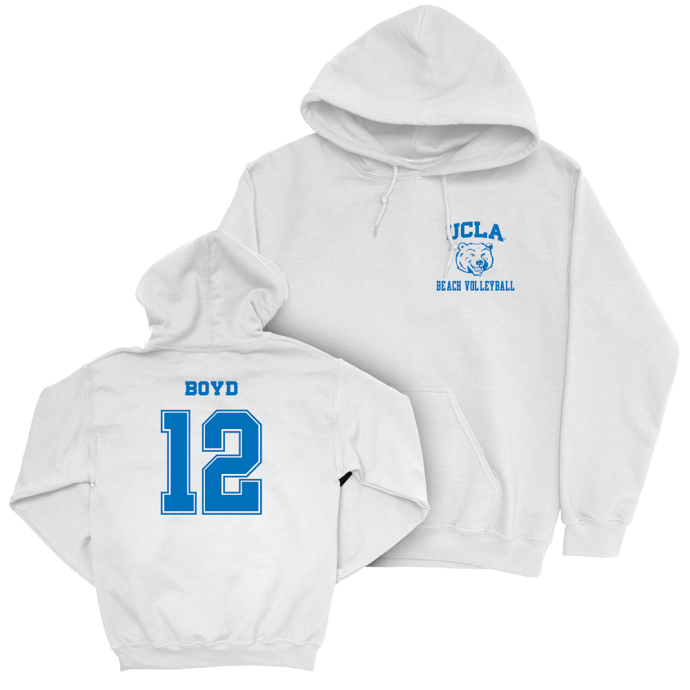 UCLA Women's Beach Volleyball White Smiley Joe Hoodie  - Maggie Boyd