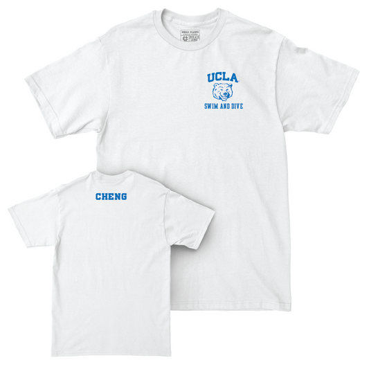 UCLA Women's Swim & Dive White Smiley Joe Comfort Colors Tee  - Eden Cheng