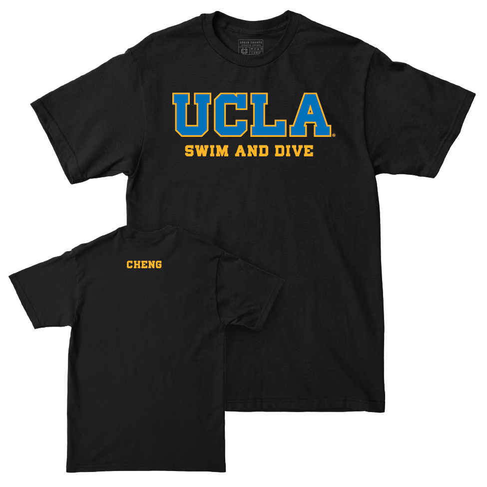 UCLA Women's Swim & Dive Black Wordmark Tee  - Eden Cheng