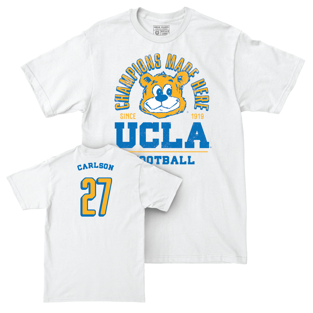 UCLA Football White Arch Comfort Colors Tee  - Isaiah Carlson