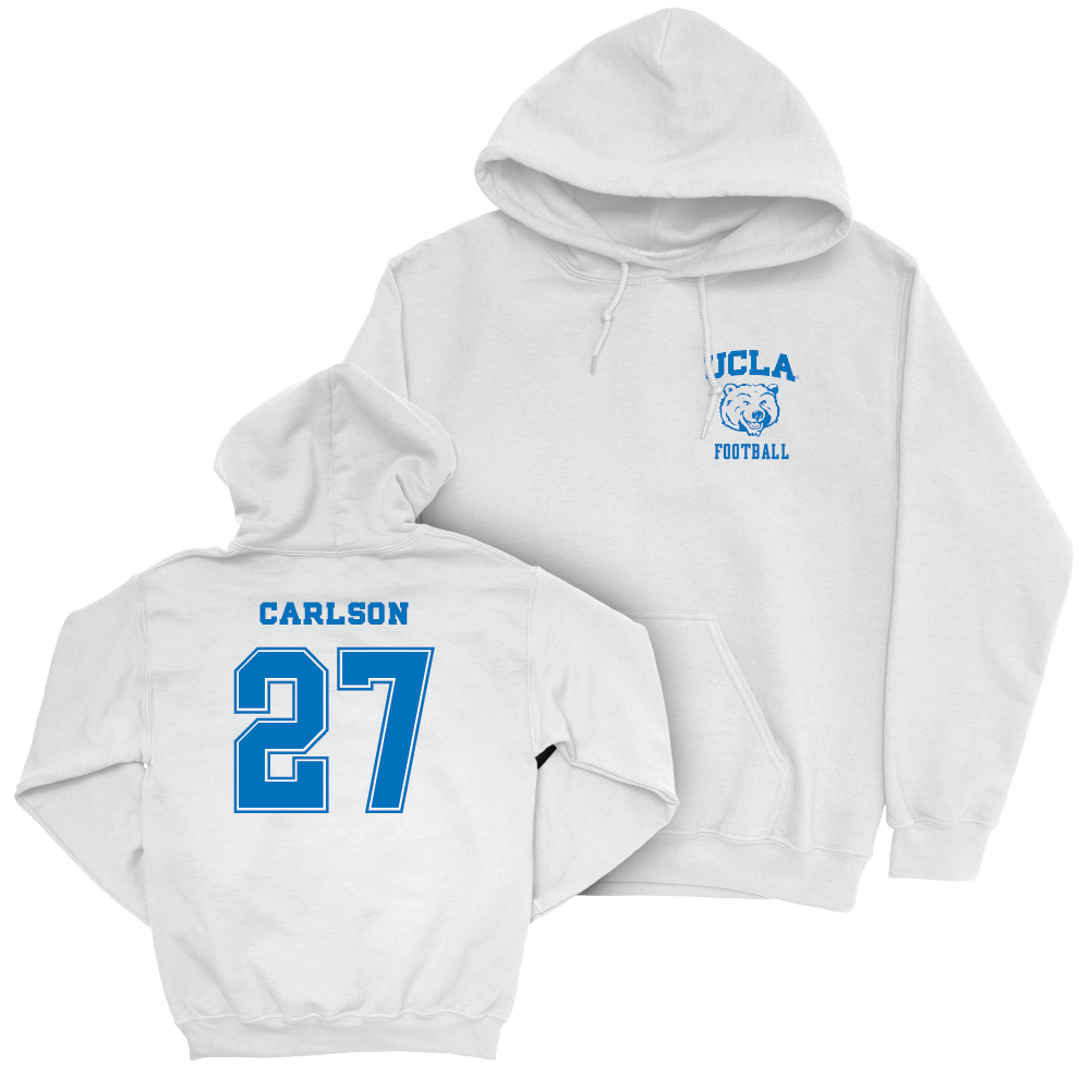 UCLA Football White Smiley Joe Hoodie  - Isaiah Carlson