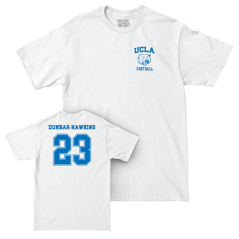 UCLA Football White Smiley Joe Comfort Colors Tee  - Khristian Dunbar-Hawkins