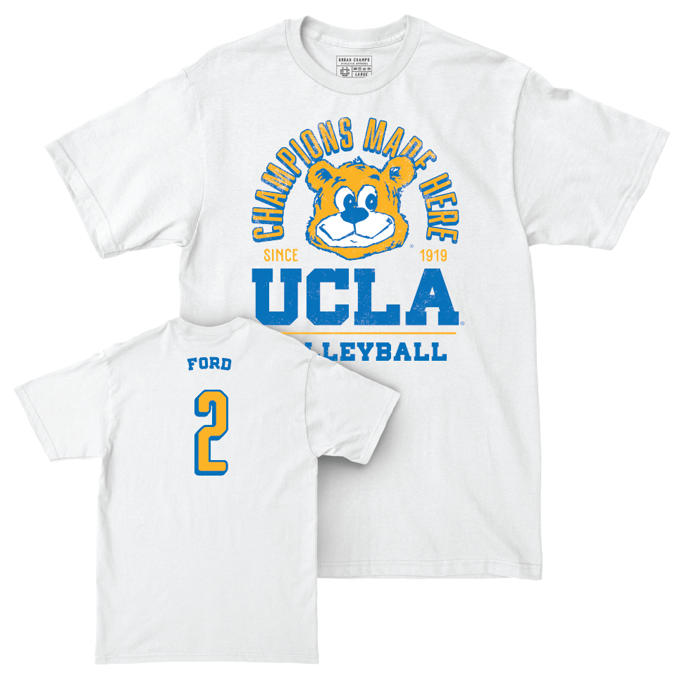 UCLA Women's Beach Volleyball White Arch Comfort Colors Tee   - Taylor Ford