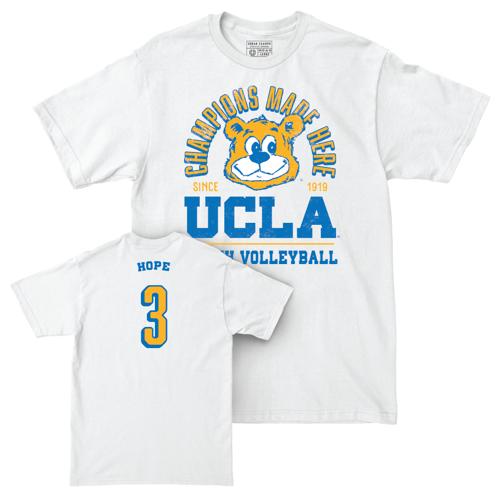 UCLA Women's Beach Volleyball White Arch Comfort Colors Tee  - Reagan Hope