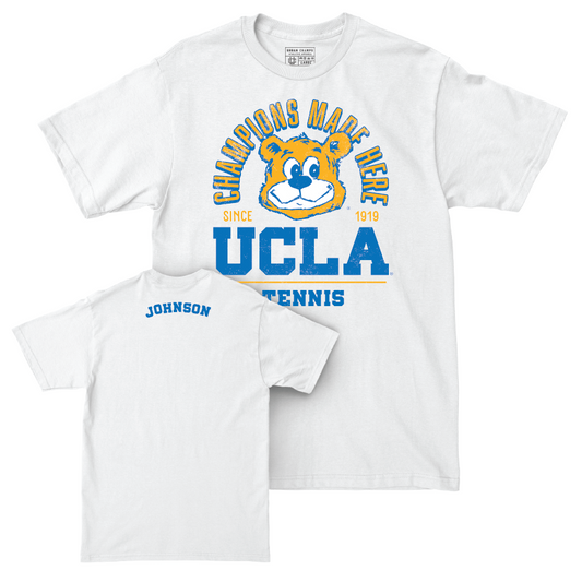 UCLA Men's Tennis White Arch Comfort Colors Tee  - Spencer Johnson