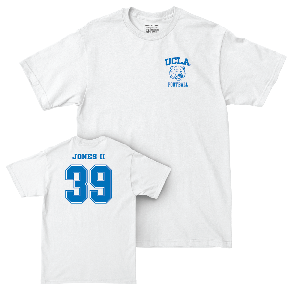 UCLA Football White Smiley Joe Comfort Colors Tee  - Ronald Jones II