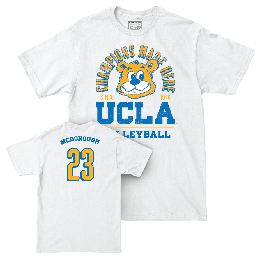 UCLA Men's Volleyball White Arch Comfort Colors Tee  - Coleman McDonough