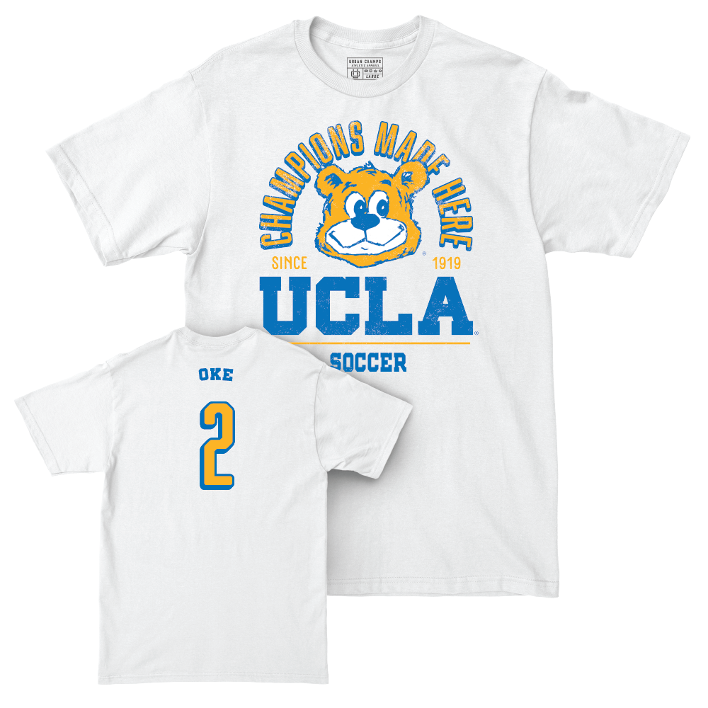 UCLA Women's Soccer White Arch Comfort Colors Tee  - Ayo Oke