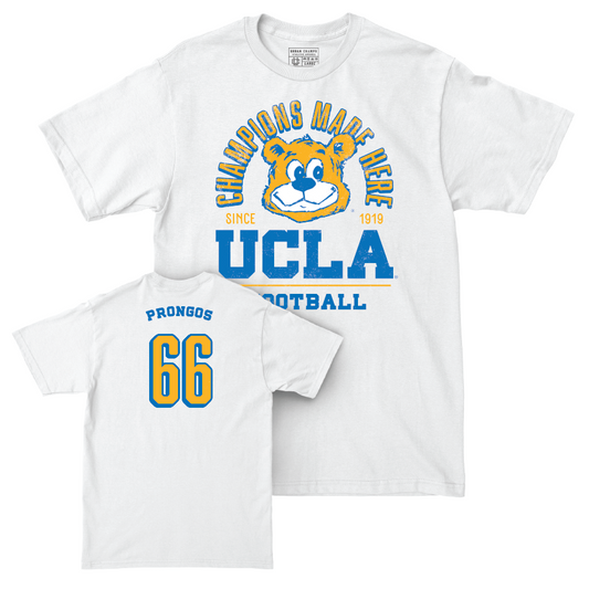 UCLA Football White Arch Comfort Colors Tee  - Nikolas Prongos