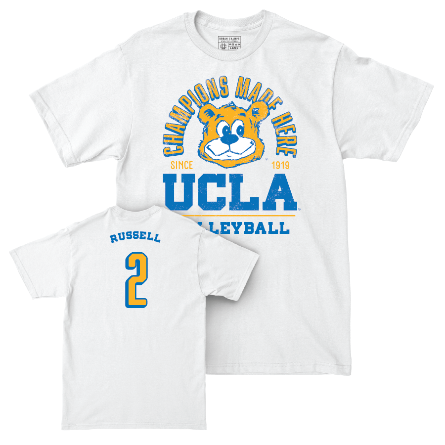 UCLA Men's Volleyball White Arch Comfort Colors Tee  - Jaidin Russell