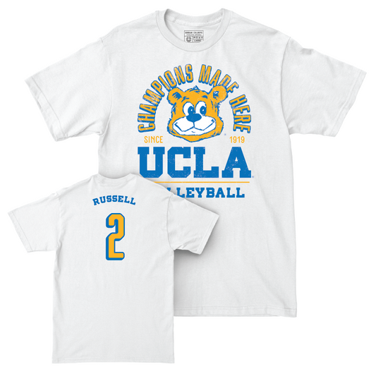 UCLA Men's Volleyball White Arch Comfort Colors Tee  - Jaidin Russell