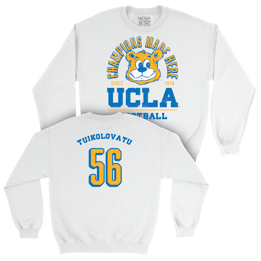 UCLA Football White Arch Crew  - Tavake Tuikolovatu