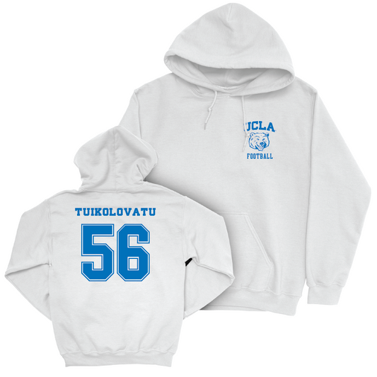 UCLA Football White Smiley Joe Hoodie  - Tavake Tuikolovatu