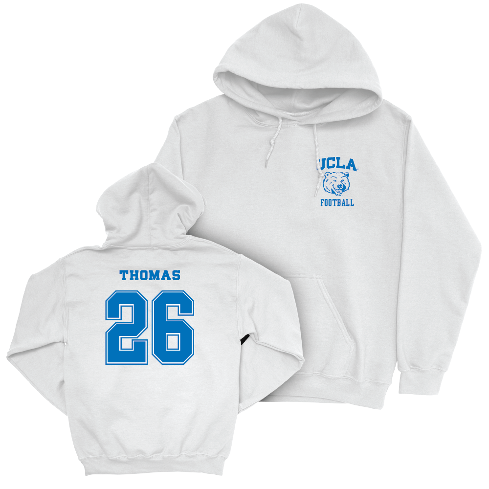 UCLA Football White Smiley Joe Hoodie  - Zeke Thomas