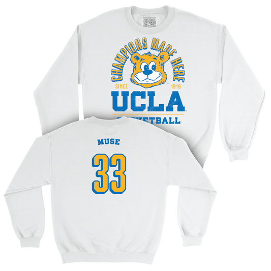 UCLA Women's Basketball White Arch Crew - Amanda Muse Small