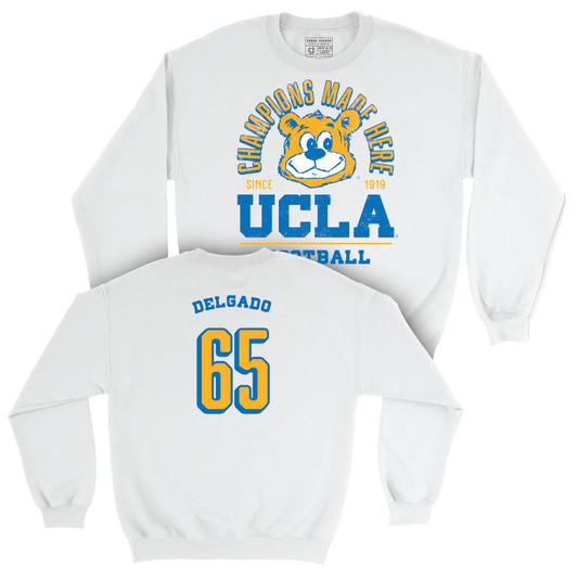 UCLA Football White Arch Crew - Devin Delgado Small