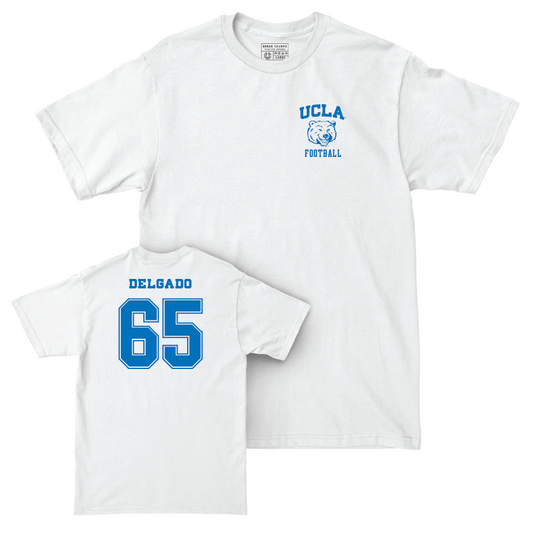 UCLA Football White Smiley Joe Comfort Colors Tee - Devin Delgado Small