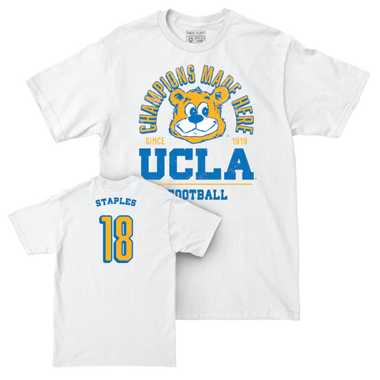 UCLA Football White Arch Comfort Colors Tee - Ezavier Staples Small