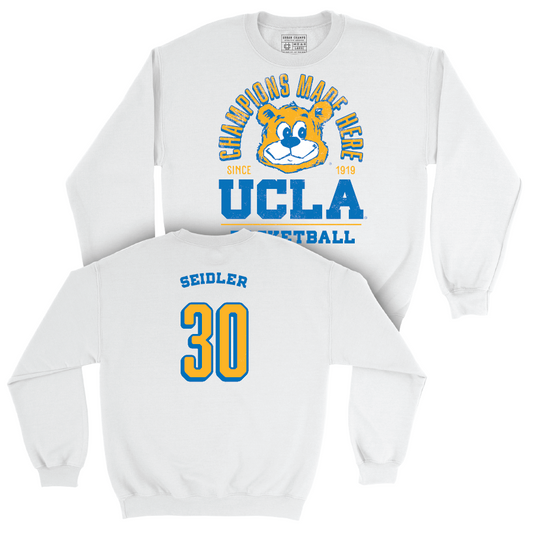 UCLA Men's Basketball White Arch Crew - Jack Seidler Small