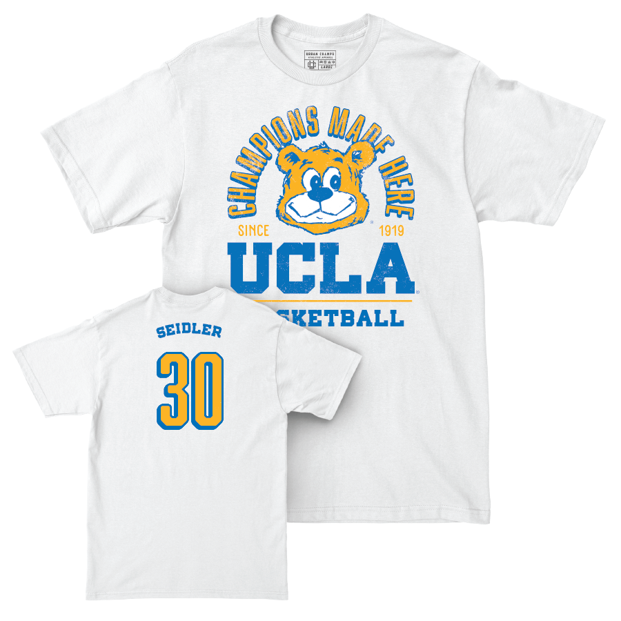 UCLA Men's Basketball White Arch Comfort Colors Tee - Jack Seidler Small