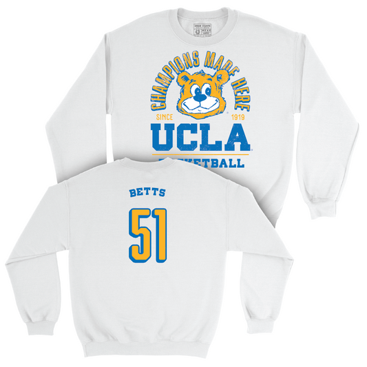 UCLA Women's Basketball White Arch Crew - Lauren Betts Small