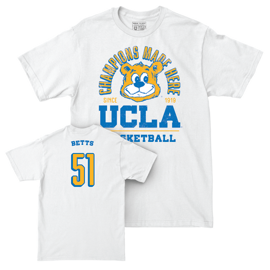 UCLA Women's Basketball White Arch Comfort Colors Tee - Lauren Betts Small