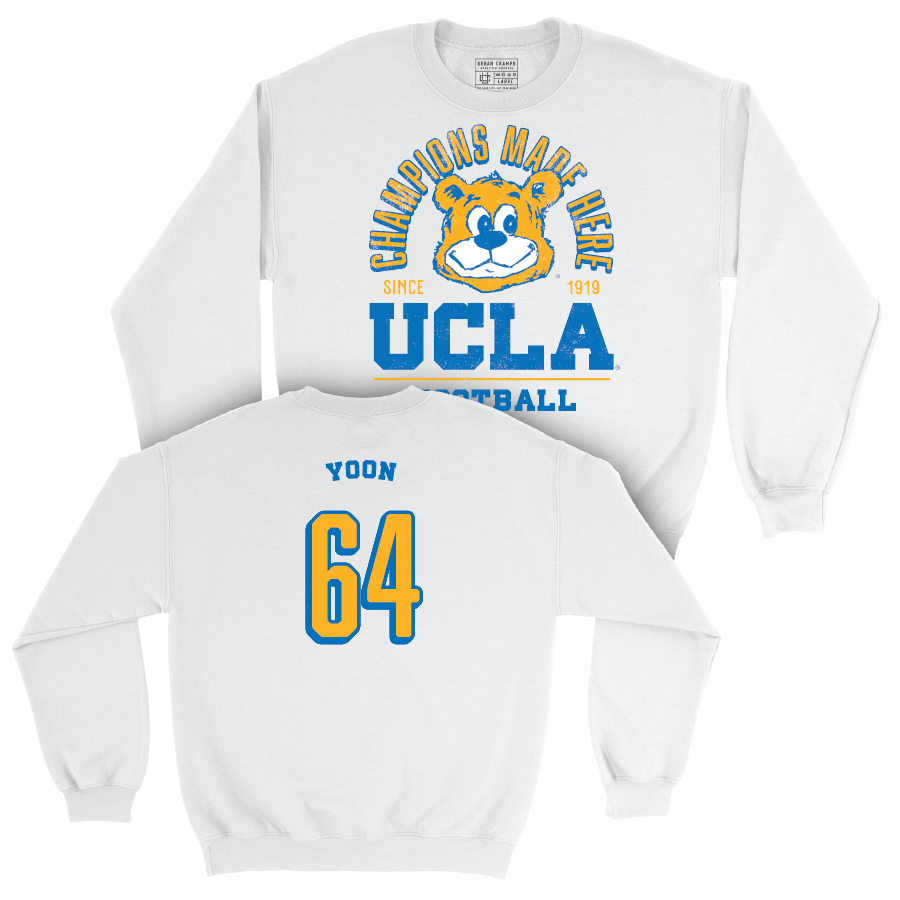 UCLA Football White Arch Crew - Sam Yoon Small