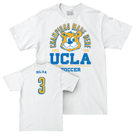 UCLA Men's Soccer White Arch Comfort Colors Tee - Tommy Silva Small