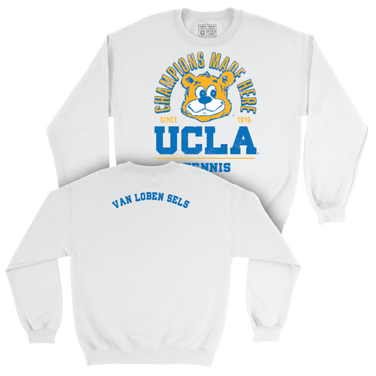 UCLA Men's Tennis White Arch Crew  - Emon van Loben Sels