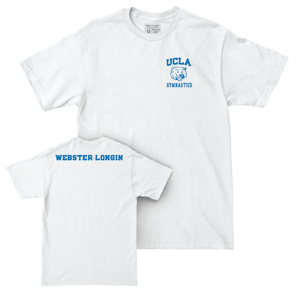 UCLA Women's Gymnastics White Smiley Joe Comfort Colors Tee  - Mika Webster-Longin