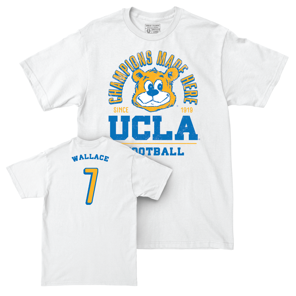 UCLA Football White Arch Comfort Colors Tee  - KJ Wallace