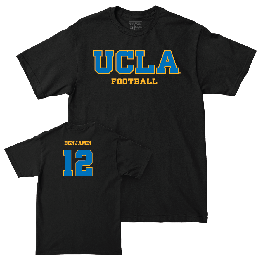 UCLA Football Black Wordmark Tee  - Jamir Benjamin