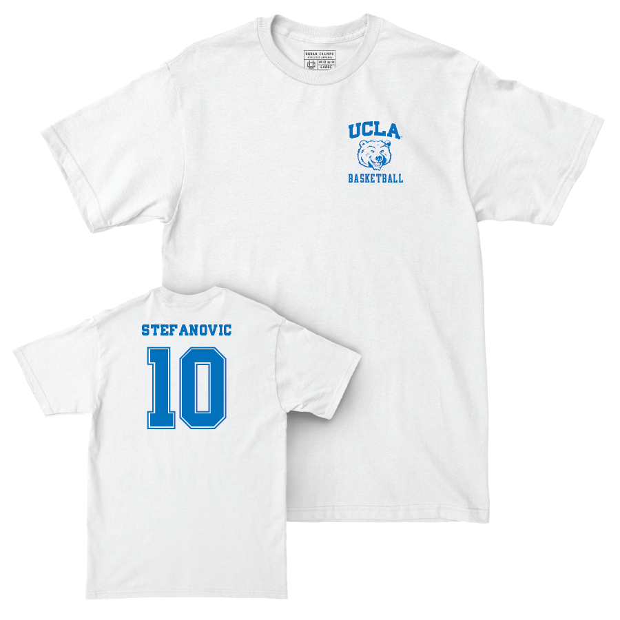 UCLA Men's Basketball White Smiley Joe Comfort Colors Tee  - Lazar Stefanovic