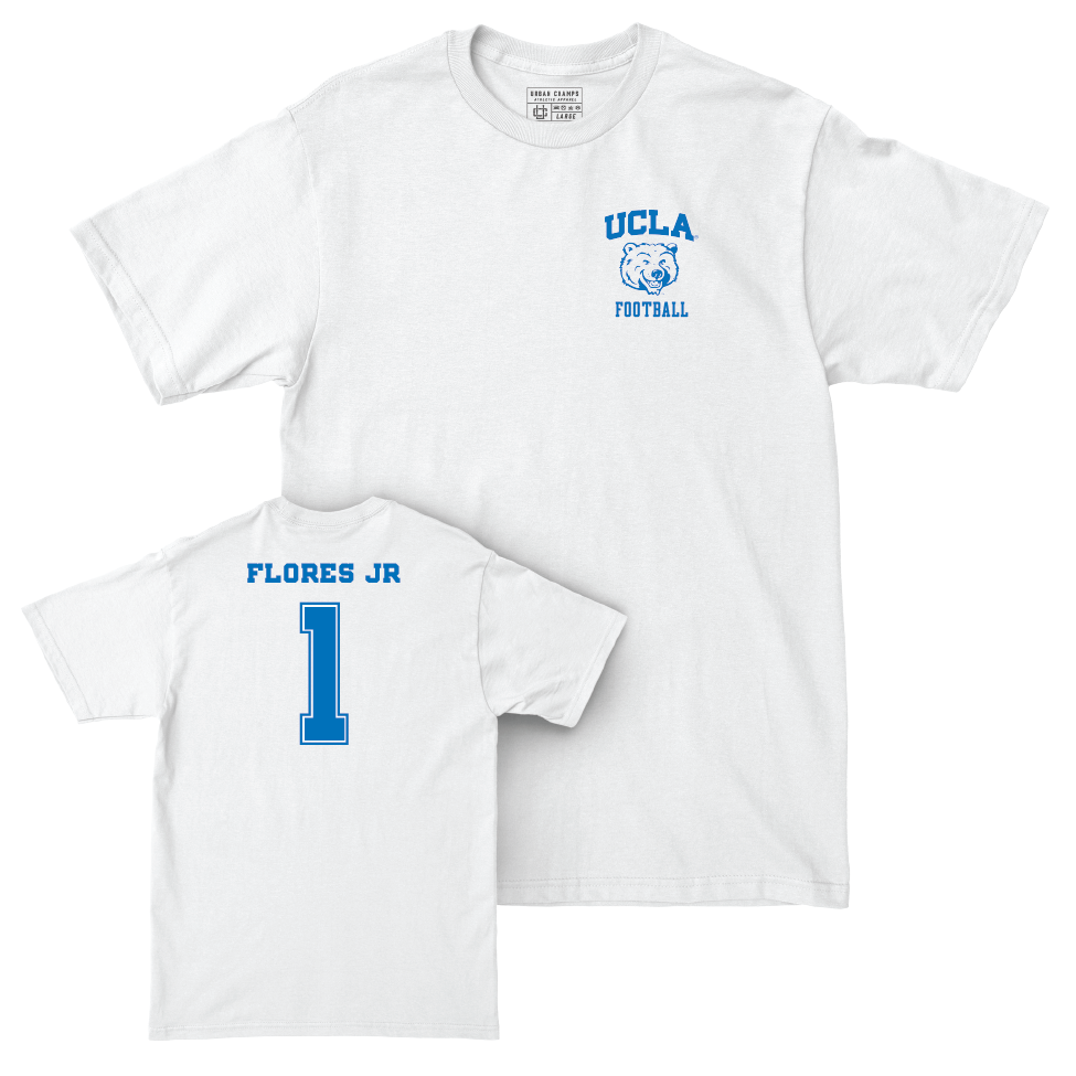 UCLA Football White Smiley Joe Comfort Colors Tee  - Rico Flores Jr