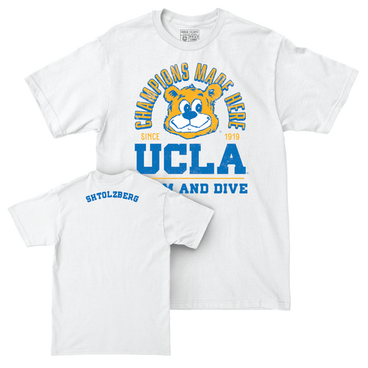 UCLA Women's Swim & Dive White Arch Comfort Colors Tee  - Maya Shtolzberg